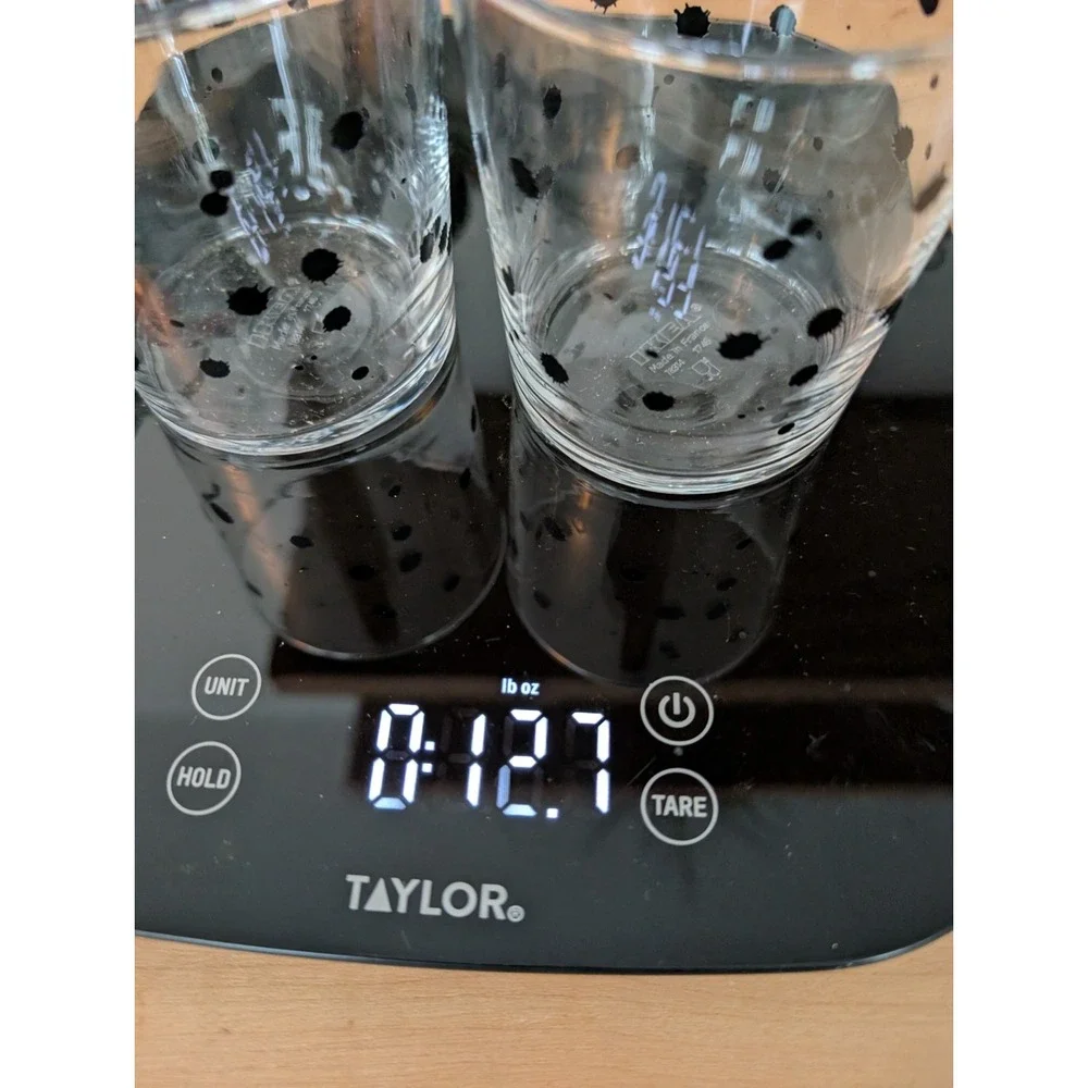 IKEA Cocktail Glasses Made in France (2) 3.5in Black Ink Splatter Design